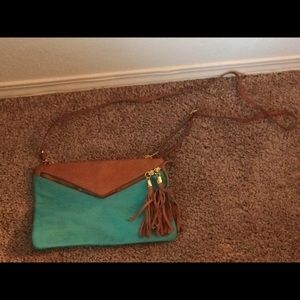Turquoise and Brown satchel